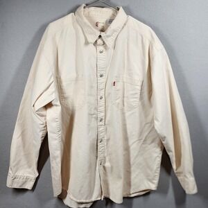 Levis Shirt Mens XL Beige Button Front Long Sleeve Heavyweight Denim Western